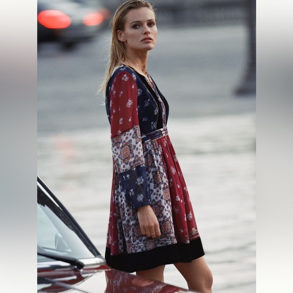Maeve Anthropologie Small Quartier Latin Patchwork Mini Dress Bohemian Colorful - Picture 15 of 16